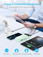 Portable Charger 32000mAh, 22.5W QC 3.0 PD 20W Smart LED Display Fast Charging Built in Cables Power Bank, External Battery Pack Charge 5 Devices Compatible with Cellphones (Green)
