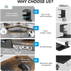 AX WABER Keyboard Tray Under Desk Pull Out with Extra Sturdy C Clamp Mount System, 27.3 (32.5 inch Including Clamps) x 11 Inch Slide-Out Platform Computer Drawer for Typing Vintage AX01WG02