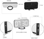 Digital Clock Large Display, LED Alarm Electric Clocks Mirror Surface for Makeup with Diming Mode, 3 Levels Brightness, Dual USB Ports Modern Decoration for Home Bedroom Decor-Black