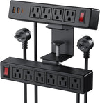 Desk Clamp Power Strip with PD20W USB-C, 2 in 1 Dual Layer Under Desk Power Strip, Removable Clamp Power Socket with 10AC Outlets & Switch, 10ft Extension Cord(ETL Listed)