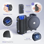 KIWIFOTOS Phone Camera Grip Smartphone Tripod Mount Handle Holder with Wireless Remote & 1/4"-20 Tripod Adapter for iPhone 16 15 14 Pro Max S23 S22 Selfie Vlog Video Shooting