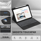 JKSML for iPad(A16) 11th/10th Generation Case with Keyboard (11/10.9 inch) 2025/2022, 7 Color Backlight Detachable Bluetooth Cover with Trackpad, Flip Stand Case Thin with Pencil Holder, Black