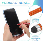 PATIKIL Stylus Pens for Touch Screens, 6 Pcs High Precision Universal Bling Stylus Crystal Metal Capacitive Pen for Touch Screen Devices Phone Tablets Laptop, Orange