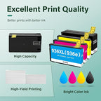 936XL 936 9125e Ink Cartridges Combo Pack: Replacement for HP 936e 936 Ink Cartridges for HP Printers OfficeJet Pro 9125e 9120e 9730e 9130 9135e 9122e 9128e 9110b 9120b 9130b 9130e