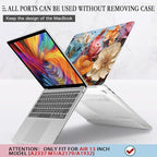 CISSOOK Compatible with MacBook Air 13 inch Case 2021 2020-2018 Release M1 A2337 A2179 A1932, Flower Hard Shell Case with Keyboard Cover for MacBook Air 13 Inch with Touch ID, Silk Flowers