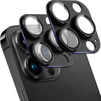 2 Pack Camera Lens Protector for iPhone 13 Pro/iPhone 13 Pro Max,[Not Easy to Breakn ] AR Tempered Glass Strong Adsorption Metal Camera Cover Screen-black