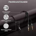 1/8 Inch TRS Stereo Y Splitter Cable 3FT, 3.5mm Female to 2-Male Y-Splitter Stereo Audio Cable, for Cell Phone PC Laptop, Speaker, Headphones, Suitable for Switching or Two Sets of Speakers