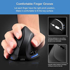 TRELC Ergonomic Mouse, 2.4G Wireless Vertical Optical Mouse with Adjustable Sensitivity (1000/1600/2400 DPI), 6 Buttons for PC, Desktop, Laptop, Notebook (Black)