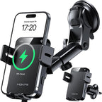 MOKPR Wireless Car Charger, 15W Auto Clamping Car Charger Dash Windshield Air Vent Phone Holder Compatible with iPhone 16 15 14/13/13 Pro/12 pro/12/11/X/8, Samsung S24/S23/S22