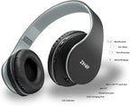 ZIHNIC Bluetooth Headphones Over-Ear, Foldable Wireless and Wired Stereo Headset Micro SD/TF, FM for Cell Phone,PC,Soft Earmuffs &Light Weight for Prolonged Wearing(Black/Gray)