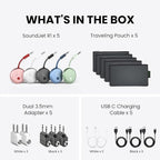 Avantree SoundJet R1 – Pack of 5 Airplane Bluetooth Adapter for Headphones & AirPods, aptX Adaptive, Qualcomm Chipset, 20H Battery, Wireless Audio Transmitter for in-Flight Travel Essentials - 5 Color
