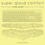 Qloud Cloud Wrist Rest Keyboard Wrist Rest for Computer Keyboard Pad, Cloud Keyboard Wrist Rest, Wrist Pad for Keyboard, Memory Foam, Non Slip Base, Comes with Mouse Pad - Yellow