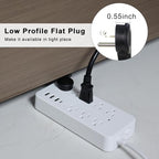 Power Extension Cord Y Splitter - 1FT Right Angled Type Flat Plug NEMA 5-15P 1 to 2 Way Outlet NEMA 5-15R SJT 16AWG 3 Prong Low Profile Black AC Power Cable Wire Extender for Home Office (2-Pack)