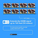 OREI 4K 1x8 HDMI Extender Splitter Multiple Over CAT 6/7 Cable with EDID management - 4K@30Hz upto 165ft and 1080p@60Hz upto 230ft- Loop Out