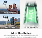 Insta360 Flow 2 White - Foldable AI Phone Gimbal, AI Tracking, Multi-Person Tracking, Built-in Tripod/Selfie Stick, Remote Control, iPhone/Android Portable Stabilizer