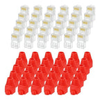 MECCANIXITY 100pcs Cat6 RJ45 Pass Through Connectors, RJ45 Connector 8P8C Gold Plated Plugs with 100pcs Red Strain Relief Boots for Solid or Stranded UTP Ethernet Cable, 1.1mm