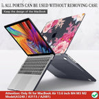 CISSOOK Laptop Cover, Hard Shell Case with Keyboard Cover for MacBook Air 13.6 inch M3 A3113 & M2 A2681, Gorgeous Flowers