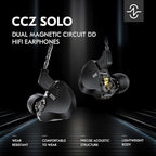 CCZ Solo Silver In Ear Monitor Wired IEM Headphone, DC02 Dual Magnetic Circuit DD HIFI Earphones, Professional Hifi Earphone, Stereo Sound Earbuds, With MIC