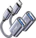 JSAUX USB C to USB 3.0 Adapter [2 Pack], USB C Male to USB Female OTG Cable Adapter Compatible with MacBook Pro/Air, iPhone 16 Pro Max/16 Plus/16e/15, Samsung Galaxy S25/S24/S23