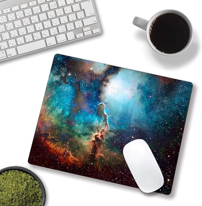 Mouse Pad, Blue Galaxy Mouse Pad, Space Mouse Pad, Gaming Mouse Mat, Square Waterproof Mouse Pad Non-Slip Rubber Base MousePads for Office Home Laptop Travel, 9.5"x7.9"x0.12" Inch