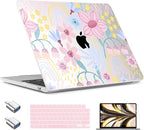 TWOLSKOO Compatible with M4 MacBook Air 13.6 inch Case 2025-2022 Release M4 A3240 M3 A3113 M2 A2681, Plastic Hard Shell & Keyboard Cover & Type C Adapter & Screen Protector, Floral Spring