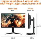 Amazon Basics 24 inch Gaming Monitor, FHD 1080P, 165Hz, VESA Compatible, Adaptive sync, 1ms Response, Black
