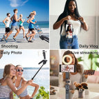 Extendable Auto Face Tracking Phone Tripod Stand, Compatible for Android/iPhone, 360° Rotation Selfie Sticks with Light, Smart AI Facial Recognition, Cameraman Shooting for Video, Vlog, Live Stream