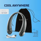 Portable Neck Fan - 3 Speed Rechargeable Bladeless Neck Fan, Adjustable Personal Black Neck Fan For Women & Men Modern Design, Great Cooling Fan For Travel, Outdoors & Sports