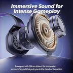 NUBWO G06 Dual Wireless Gaming Headset with Microphone for Ps5, Ps4, PC - 23ms Low Latency Audio - 100-Hour of Playtime - 50mm Drivers (Black-Purple)