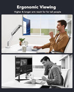 HUANUO Single Monitor Arm for 40 inch Screens, Ultrawide Computer Monitor Mount Holds 26.48 lbs, Upgraded Adjustable Stand with USB, C-Clamp & Grommet Base, VESA 75x75 or 100x100mm