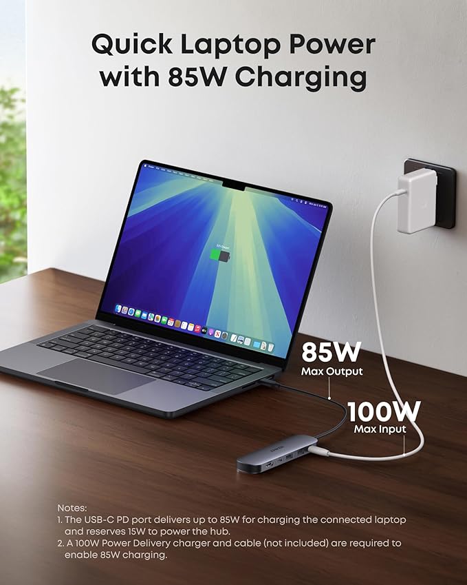 Anker USB C Hub, 7-in-1 Multi-Port USB Adapter for Laptops, 4K@60Hz USB C to HDMI Splitter, 85W Max Power Delivery, 3xUSBA & C 3.0 Data Ports, SD/TF Card, for Type C Devices (Charger Not Included)