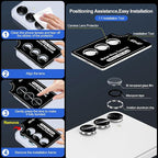 for Samsung Galaxy S25 Plus Camera Lens Protector, Individual Metal Ring Tempered Glass Lens Cover, [Strong Adsorption] Scratch Resistant Ultra-Thin HD Clear Lens Cover, 1 Set-Slivery Ring