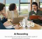Insta360 Wave - AI Speakerphone, Bluetooth, Voice Recorder, 8 Noise-Canceling Mics w/Beamforming, AI Transcript & Summary, Support 99 Languages, 32GB Storage, Meetings, Podcasts, Livestreams