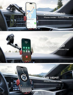 CHGeek Wireless Car Charger, 15W Fast Charging Auto Clamping Car Charger Phone Mount Phone Holder fit for iPhone 15 14 13 12 11 Pro Max Xs, Samsung Galaxy S25 Ultra S24 S23 S22, S21, S20, Red