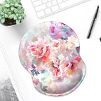 ITNRSIIET Ergonomic Mouse Pad with Gel Wrist Support Small Wrist Rest Smooth Surface Non-Slip PU Base Comfortable Office Supplies Pain Relief, 8.7 x 7.2 inches, Beautiful Flowers