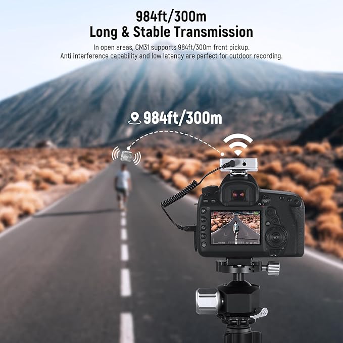 Neewer CM31 Wireless Lavalier Microphone with 8GB Storage 820ft Range 48KHz 24Bit Noise Cancelling Compatible with iPhone iPad Android PC Camera YouTube/TikTok Stream Podcast Interview