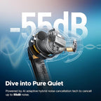 SoundPEATS Air5 Pro Adaptive Hybrid Noise Cancelling Wireless Earbuds, Qualcomm Snapdragon Sound, aptX™ Lossless, LDAC LE Hi-Res Audio, 6 Mics AI CVC 8.0 Call, 37H Playtime, IPX5 Waterproof, BT 5.4