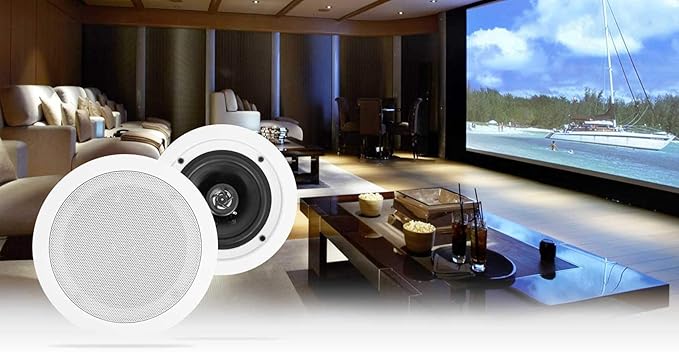 Rockville RPA60BT Home Theater Receiver Amp+(8) 5.25" White Ceiling Speakers+Sub