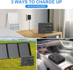 Powkey Portable Power Station 200W, 146Wh Portable Solar Generator Battery Pack with 2 Pure Sine Wave AC Outlets/4 USB A/1 DC Port, Lithium Battery Backup Power Supply for Camping Travel Outdoor Home