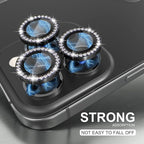 Choiche [3+1 for iPhone 14 Pro/iPhone 14 Pro Max Camera Lens Protector Bling, 9H Tempered Glass Camera Cover Screen Protector Metal Ring Decoration Accessories (Diamond-Black)