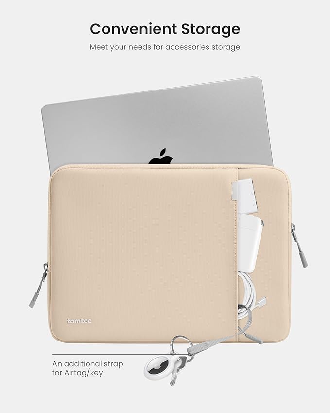 tomtoc 360 Protective Laptop Sleeve for 14-inch MacBook Pro M4/M3/M2/M1 Pro/Max A3112 A3401 A3185 A2992 A2918 A2779 2024-2021, Water-Resistant Case Bag with Accessory Pocket for 13.8 Surface Laptop 7