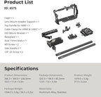 SmallRig Camera Cage Advanced Kit for Blackmagic Design Cinema 6K, Only for BMCC 6K, with Top Handle, Rotating Side Handle, SSD Bracket, Cable Clamp, Lens Mount Adapter, 15mm Rods and Baseplate - 4575