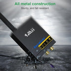 1Mii 3-in-1 2.4GHz Wireless Audio Transmitter and Receiver for TV, 20ms Ultra Low Delay RCA Out/in, 320 ft Range Wireless Adapter for Subwoofer to TV/PC/CD Player, 2 Receivers for Two Speakers