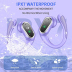 Wireless Earbuds, 2025 Bluetooth 5.4 Headphones Sport, Bluetooth Earbuds with ENC Noise Canceling Mic, 50H Stereo Wireless Headphones IP7 Waterproof with Earhooks, Dual LED Display for Workout/Running