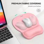 TECKNET Gel Mouse Pad with Wrist Rest, Ergonomic Office Mousepad with Wrist Support - Non-Slip & Smooth Surface Comfortable Desk Accessories Mat for Office, Gaming and Study - Pink