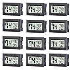 12 Pack Mini Digital Thermometer Hygrometer Indoor Temperature and Humidity Gauge Meter Monitor Fahrenheit (℉) for Humidor,Greenhouse,Reptile Tank,Home,Jars