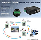 Managed 8-Port 2.5G Switch with 2-Port 10G SFP+, Industrial IEEE 802.3af/at 30W PoE Ethernet Switch, 48~57VDC Power Input, Plug & Play, Support QoS, Vlan, IGMP