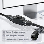 Cat6 RJ45 Keystone Coupler 25-Pack, Ethernet Coupler Female to Female, Ethernet Cable Extender UTP Inline Cat6 Keystone Jacks for Wall Plates & Patch Panels – Black