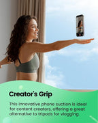 amBand Magnetic Sticky Phone Suction Grip for MagSafe, Removable for Wireless Charging, Durable Magnet Silicone Portable Mount Stand for iPhone 12/13/14/15/16 Series, Hands-Free Video/Selfie, Black