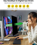 F FORITO 23.8 Inch 16:9 360°Privacy Screen Protector for Computer Monitor, Removable Eye Protection Anti Blue Light Anti Glare Computer Screen Privacy Shield for 23.8" Widescreen Monitors